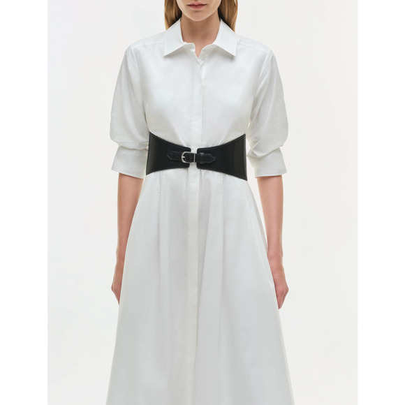 SIMKHAI Olson Belted Cotton Midi Dress Medium - Picture 3 of 13